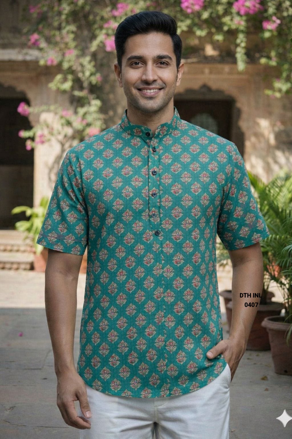 Men’s Lavender Purple Ethnic Printed Short Kurta Shirt